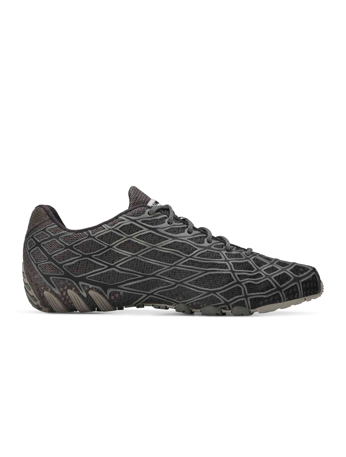 Black Adidas x Bad Bunny F50 men's footwear with side medial view, showcasing sleek design and sporty style.