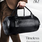 Genuine Leather Travel Duffel Bag – Shoe Compartment, Hidden AirTag Pocket