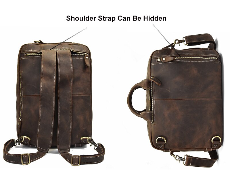 Classy Leather Bags Dublin leather backpack briefcase 2-in-1 in a structured design with shoulder straps