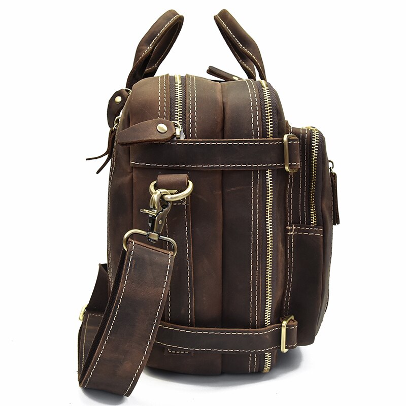 Classy Leather Bags Dublin leather backpack briefcase 2-in-1 in brown leather with shoulder straps and handles