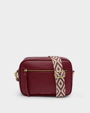 KADOU BOUTIQUE Hallie Crossbody Bag in cherry red, stylish small purse with adjustable strap and sleek design.