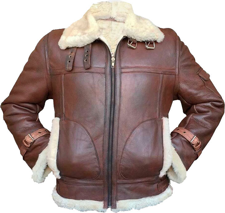 Handmade Men’s Flying Leather Jacket With Fur