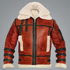 Aviator Sheepskin RAF Men B6 Waxed Bomber Shearling Leather Jacket - -