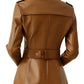 Harper Leather Brown Jacket for Women