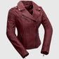 Whet Blu NYC Harper women's lambskin leather moto jacket in black with asymmetrical zipper