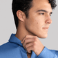 Long Sleeve Button Down Polo in Herringbone // Blue