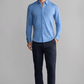 Long Sleeve Button Down Polo in Herringbone // Blue