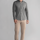 Long Sleeve Button Down Polo in Herringbone // Charcoal