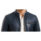 Harrison Blue Leather Jacket - Men Leather Jacket Blue