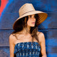 Peter Grimm Haselhoff straw lifeguard hat in natural woven straw with wide brim and chin cord