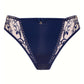 Samanta Hazel Navy Sheer Mesh Tulle Embroidered Tanga Panty
