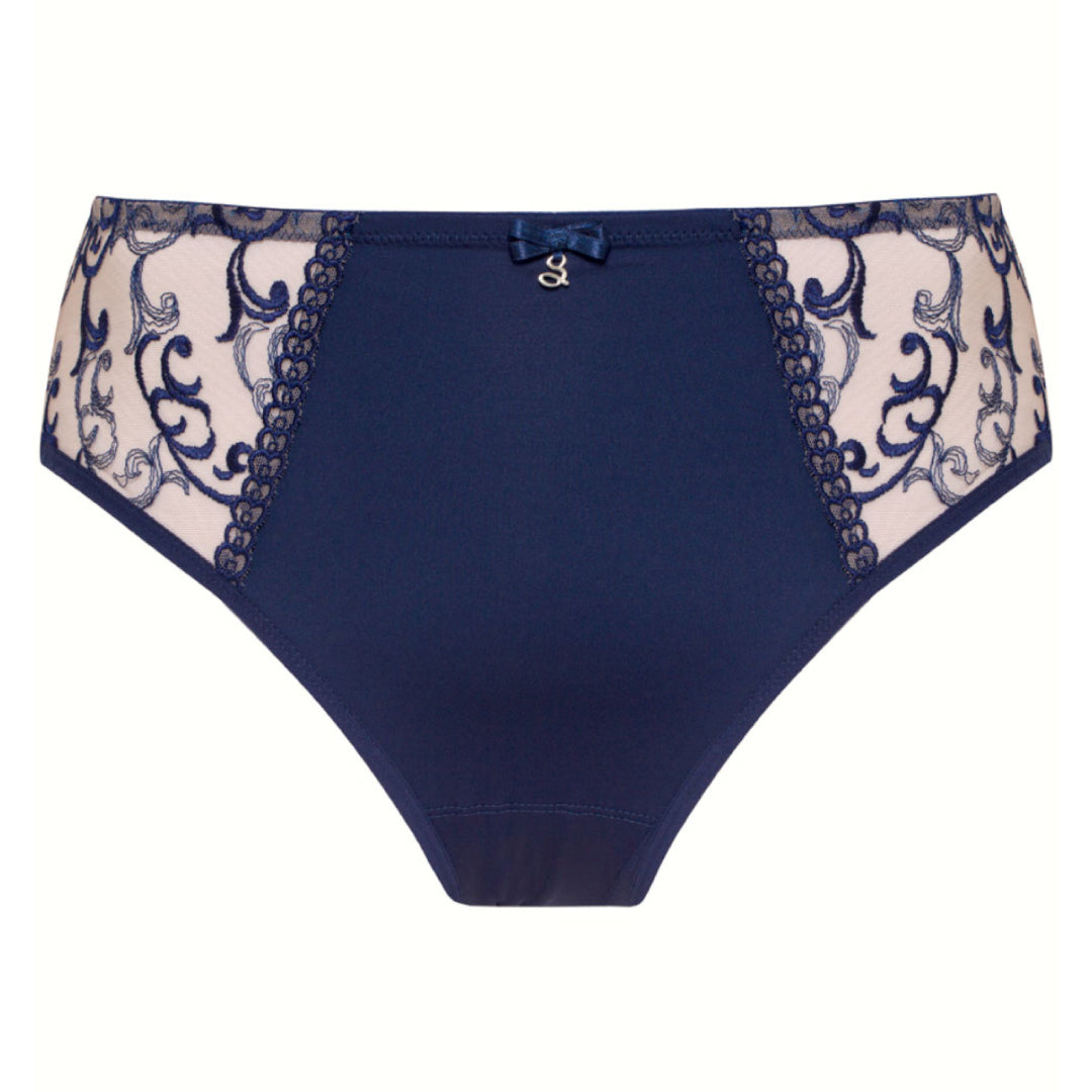 Samanta Hazel Navy Sheer Mesh Tulle Embroidered Brief Panty-2