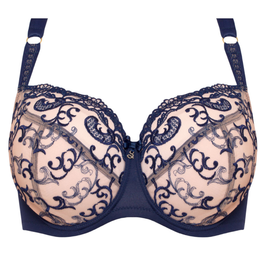 Samanta Hazel Navy Sheer Mesh 3-Part Full Cup Bra-3