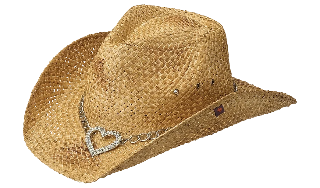 Peter Grimm Heart Attack straw cowboy hat in natural woven straw with a classic Western shape
