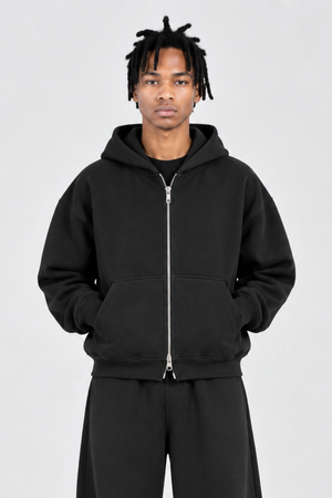 Double-Zip Hoodie Black
