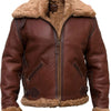 High-Quality Pilot Bomber Leather Jacket With Fur - -