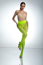 Amour Hip Lace Open Crotch Pantyhose 30DEN Fluo Yellow-0