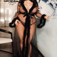 Plus size deluxe marabou trim robe from 3wishes.com, soft lingerie with luxurious feather trim and comfortable fit.
