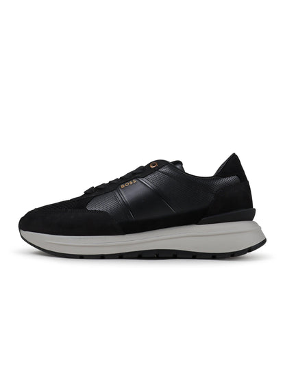 Hugo Boss men's Jace Runn shoes in black, stylish athletic footwear with sleek design and breathable fabric for active wear.