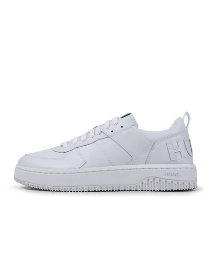 White Hugo Boss Kilian Tenn men's footwear shoes with sleek design and laces, displayed on a plain background.