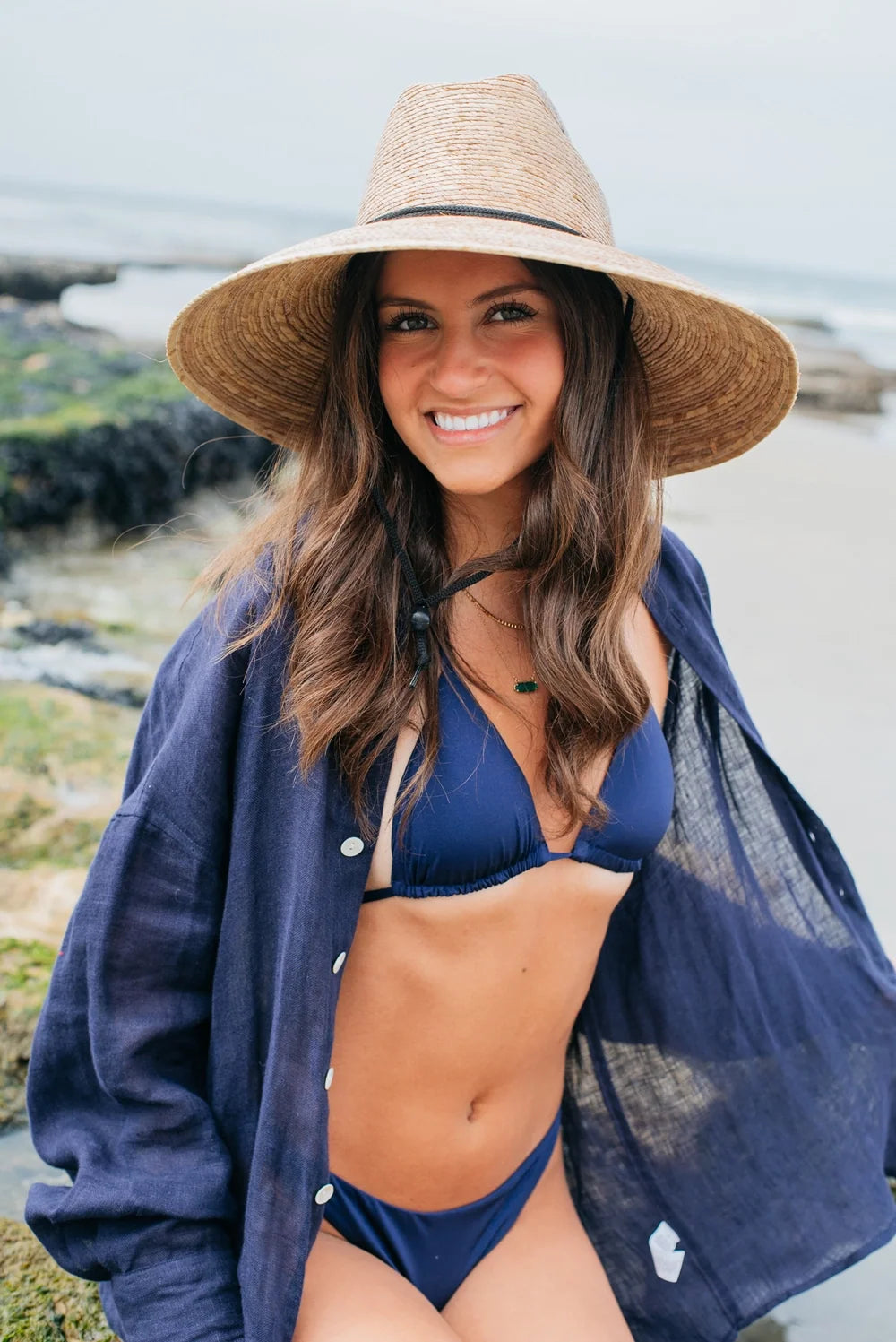 Peter Grimm Huron straw lifeguard hat with wide brim and chin cord