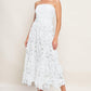 Flying Tomato Carefree Nights lace off-white midi dress, elegant sleeveless dress with delicate lace details and a flowy silhouette.