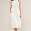 ADMIRED FROM AFAR WOVEN MIDI DRESS - WHITE
