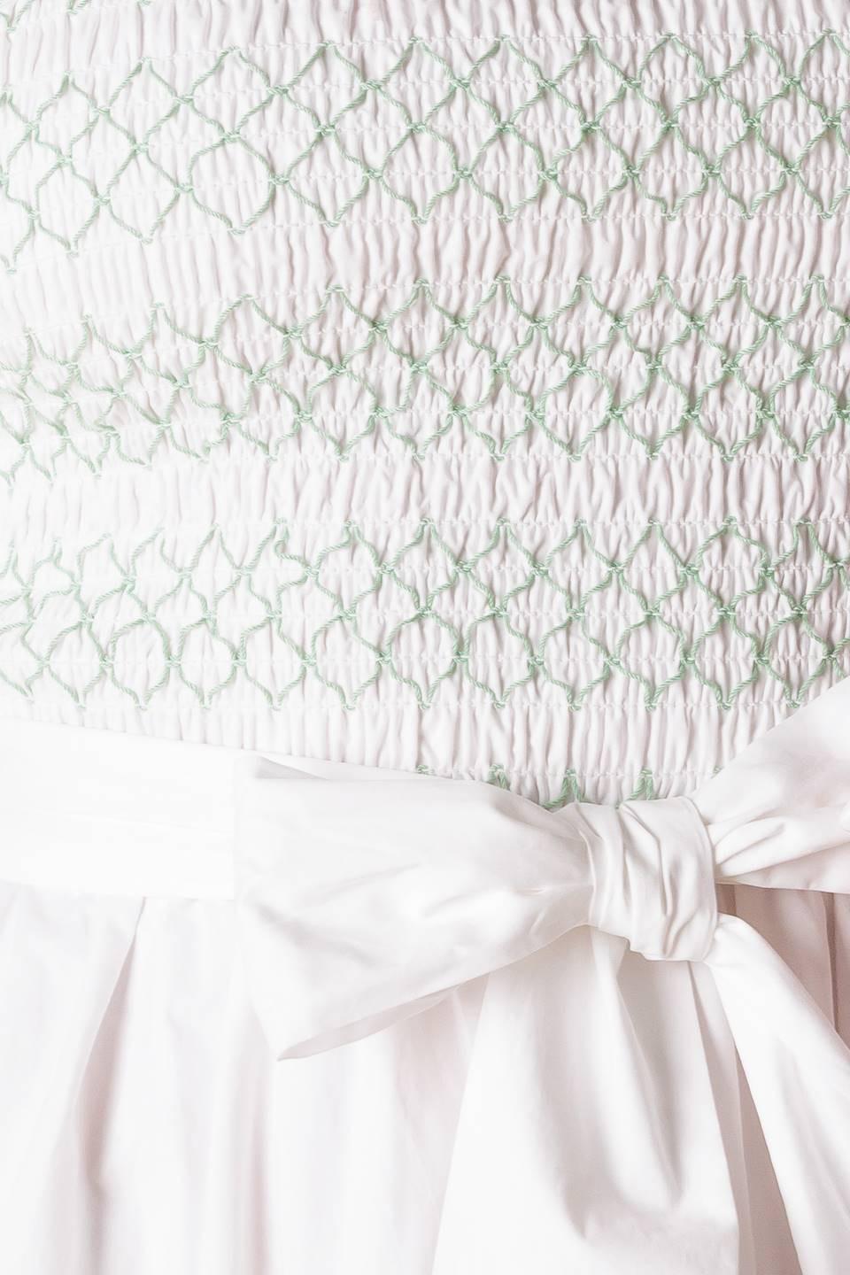 Flying Tomato Romina Broderie Woven Midi Dress in off-white with intricate embroidered details and a flowing, elegant silhouette.