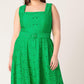 Green woven lace midi dress by Flying Tomato with daffodil and daydream floral design, featuring a stylish, flowing silhouette.