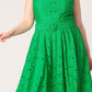 Green woven lace midi dress by Flying Tomato featuring daffodil and daydreams floral pattern and elegant, flowing silhouette.