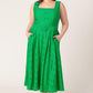 Green woven lace midi dress from Flying Tomato featuring daffodil and daydream-inspired floral details.