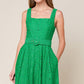 Green woven lace midi dress from Flying Tomato featuring daffodil and daydream-inspired floral details.
