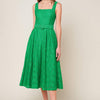DAFFODILS & DAYDREAMS WOVEN LACE MIDI DRESS - GREEN