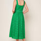 Green woven lace midi dress by Flying Tomato featuring daffodils and daydream-inspired floral pattern.