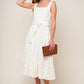 Off-white woven lace midi dress from Flying Tomato featuring daffodil and daydreams floral patterns.