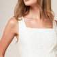 Off-white woven lace midi dress from Flying Tomato featuring delicate floral daffodil and daydream-inspired details.