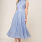Slate blue woven midi dress by Flying Tomato, featuring a flowing design and elegant detailing, perfect for stylish occasions.