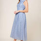 Flying Tomato Grand Entrance woven midi dress in slate blue, featuring a stylish design and comfortable fit.