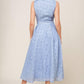Flying Tomato Grand Entrance woven midi dress in slate blue, featuring a stylish, flowing design perfect for casual or semi-formal wear.