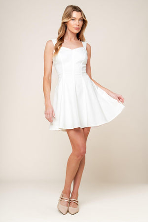 Flying Tomato Last Your Chance denim woven mini dress in white denim, featuring a stylish sleeveless design and fitted silhouette.