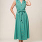 WISHING WELL TEAL GREEN WOVEN MIDI DRESS