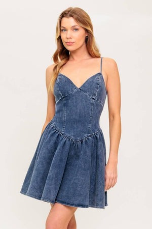 FOREVER FREE DENIM MINI DRESS