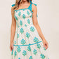 Flying Tomato Midnight Botanica woven midi dress in ivory and blue with floral pattern and relaxed fit.
