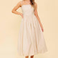 Cream woven midi dress from Flying Tomato's Regal Cutie collection, featuring a stylish, flowy design and lightweight fabric.