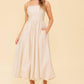 Cream woven midi dress by Flying Tomato featuring a stylish, comfortable design perfect for casual or semi-formal occasions.