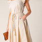 Flying Tomato Champagne Toast taupe woven midi dress with a stylish, sleeveless design and a fitted silhouette.