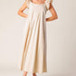 Taupe woven midi dress by Flying Tomato featuring a stylish champagne toast design and a comfortable, elegant fit.