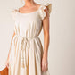 Taupe woven midi dress by Flying Tomato featuring a stylish design, perfect for elegant occasions.