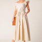 Taupe woven midi dress from Flying Tomato's Champagne Toast collection, featuring a stylish, textured fabric and elegant design.