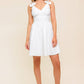 Flying Tomato Lovable Spirit white denim woven mini dress, casual sleeveless summer dress with a fitted bodice and flared skirt.